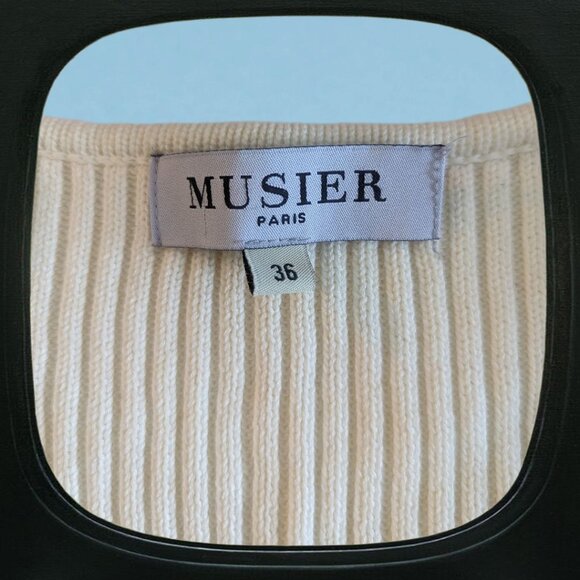 musier white knitted ribbed cardigan - Picture 3 of 5